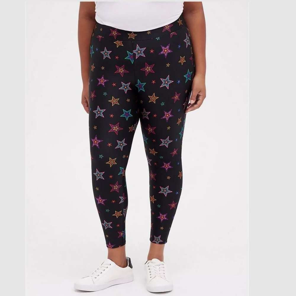 NWT Black Star Print Leggings Size 2